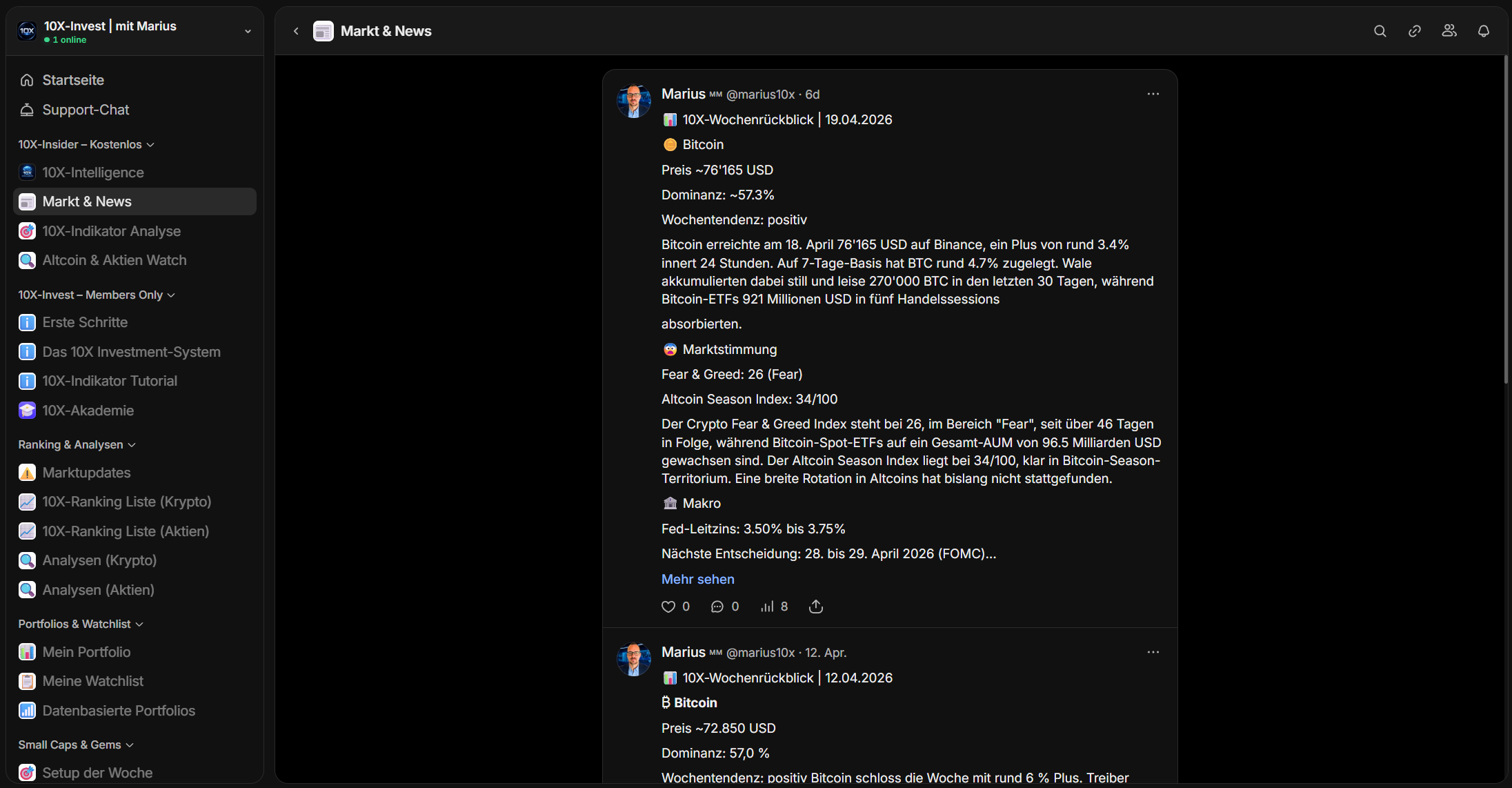 Markt und News Vorschau im 10X-Insider